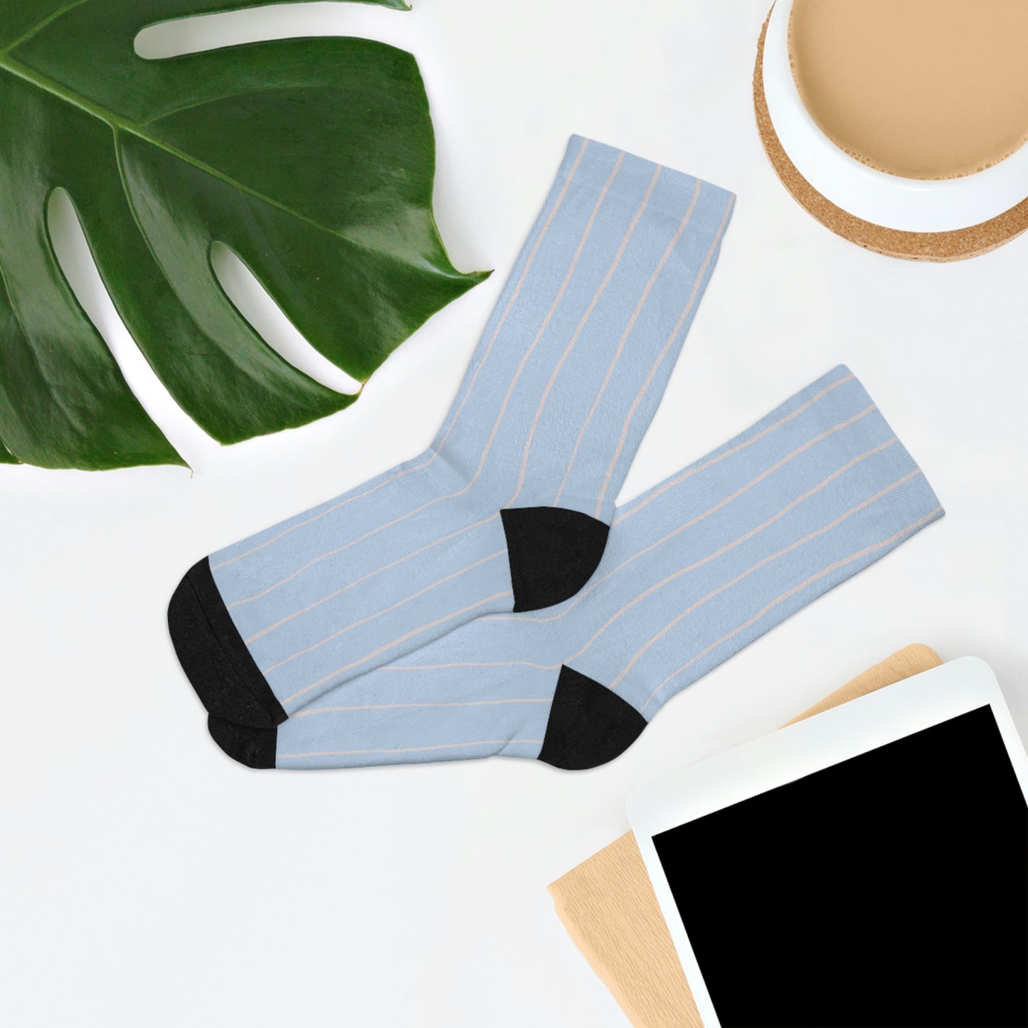Light Blue/Pink Stripe Recycled Poly Socks