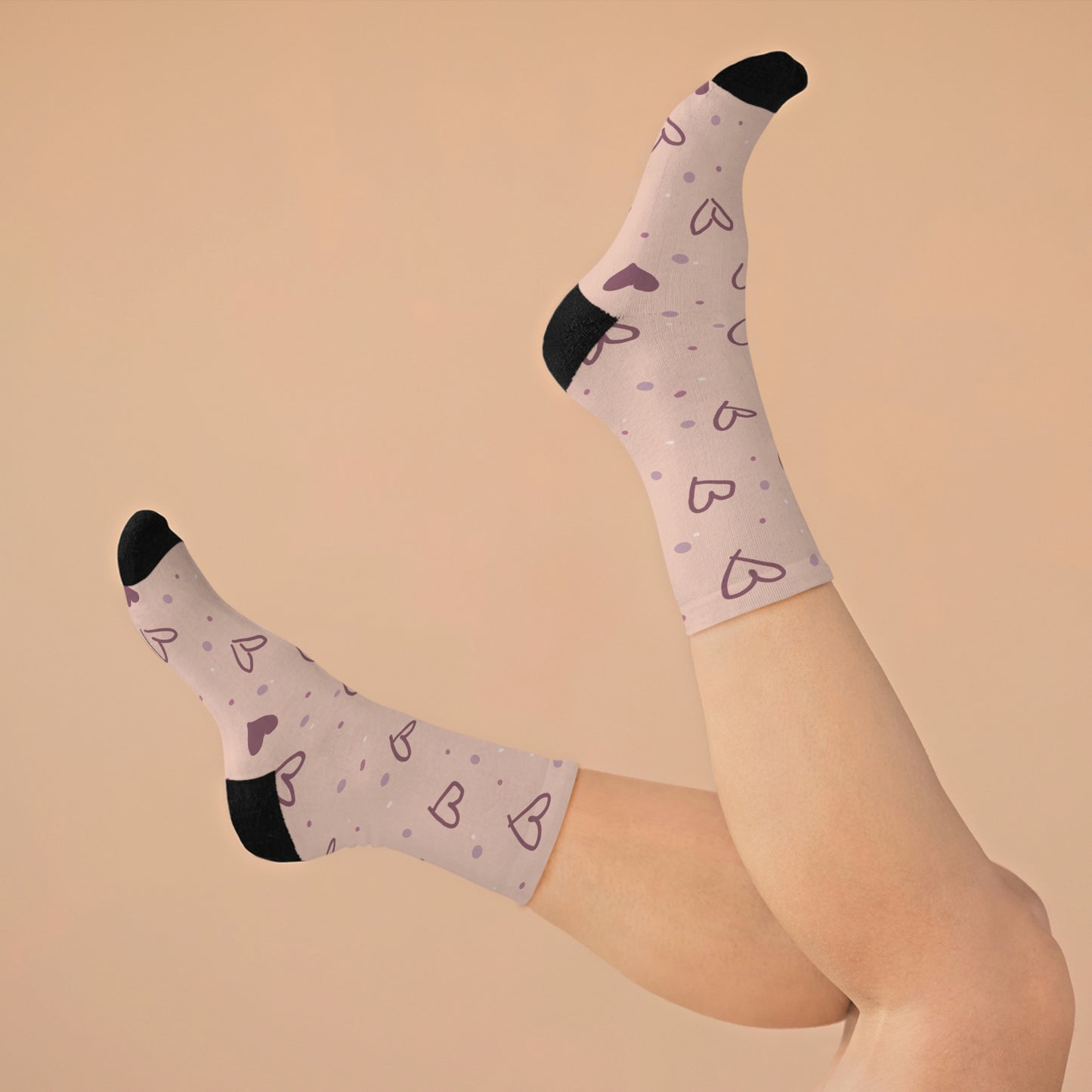 Pink/Hearts Recycled Poly Socks